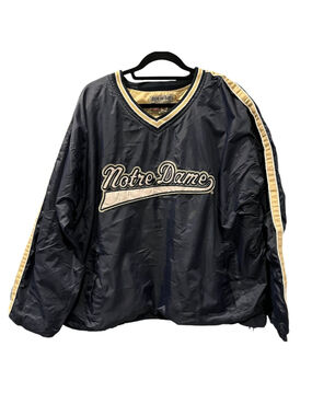VTG Steve & Barrys Notre Dame Pullover Windbreaker Navy Blue V-Neck Jacket XL